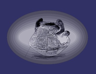 sketch of jomon pottery "jomon ware" 手描き 縄文の器